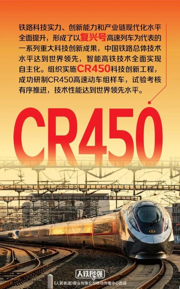 今年，铁路部门将完成CR450动车组运用考核和设计定型