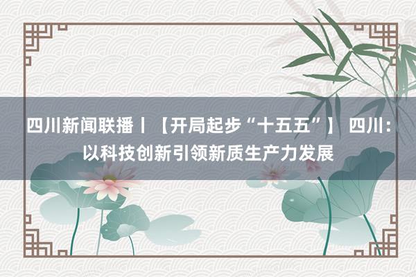 四川新闻联播丨【开局起步“十五五”】 四川：以科技创新引领新质生产力发展