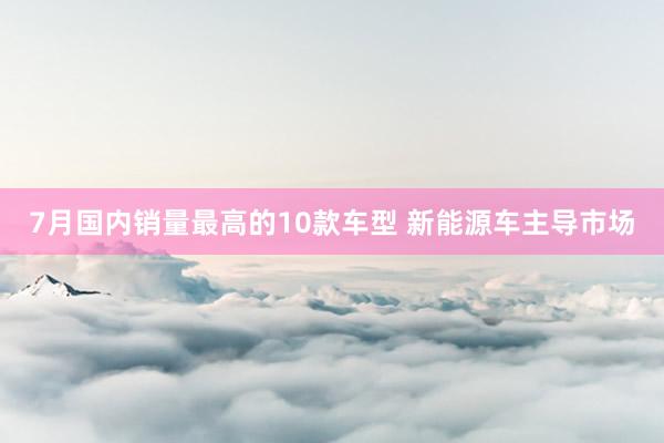 7月国内销量最高的10款车型 新能源车主导市场