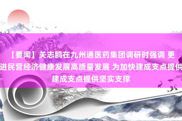 【要闻】关志鸥在九州通医药集团调研时强调 更大力度促进民营经济健康发展高质量发展 为加快建成支点提供坚实支撑