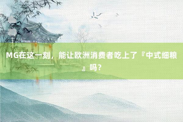 MG在这一刻，能让欧洲消费者吃上了『中式细粮』吗？