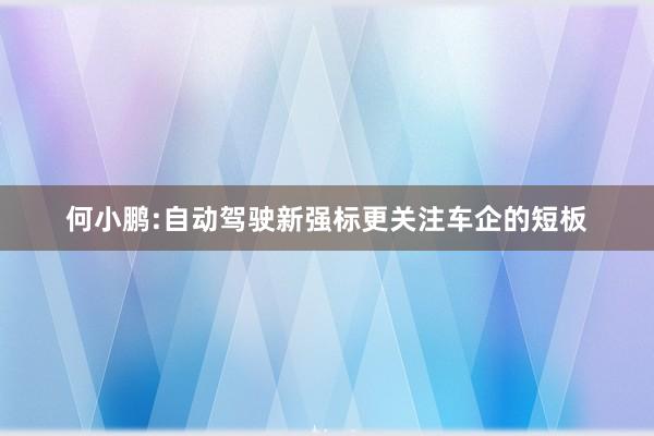何小鹏:自动驾驶新强标更关注车企的短板