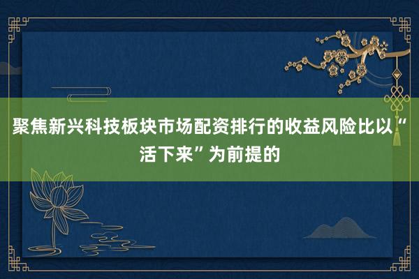 聚焦新兴科技板块市场配资排行的收益风险比以“活下来”为前提的