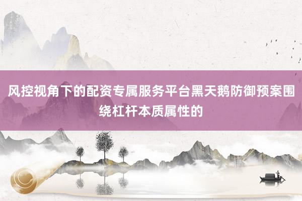 风控视角下的配资专属服务平台黑天鹅防御预案围绕杠杆本质属性的