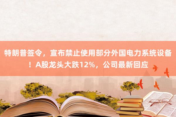 特朗普签令，宣布禁止使用部分外国电力系统设备！A股龙头大跌12%，公司最新回应