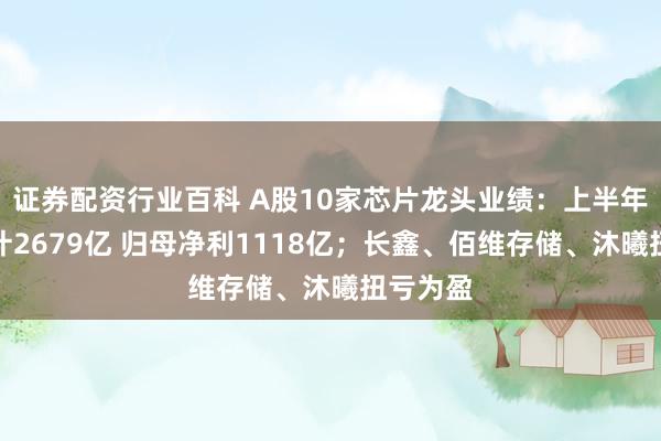 证券配资行业百科 A股10家芯片龙头业绩：上半年营收合计2679亿 归母净利1118亿；长鑫、佰维存储、沐曦扭亏为盈