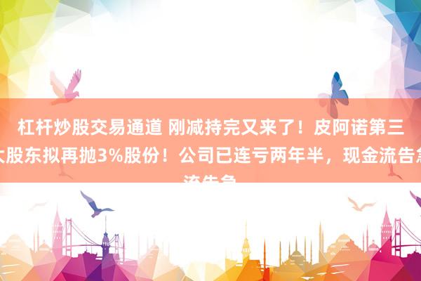 杠杆炒股交易通道 刚减持完又来了！皮阿诺第三大股东拟再抛3%股份！公司已连亏两年半，现金流告急
