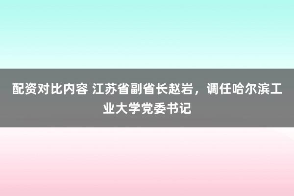 配资对比内容 江苏省副省长赵岩，调任哈尔滨工业大学党委书记