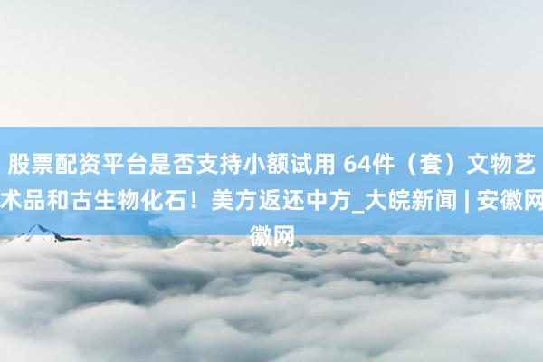 股票配资平台是否支持小额试用 64件（套）文物艺术品和古生物化石！美方返还中方_大皖新闻 | 安徽网