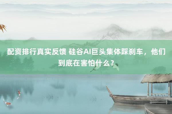 配资排行真实反馈 硅谷AI巨头集体踩刹车，他们到底在害怕什么？