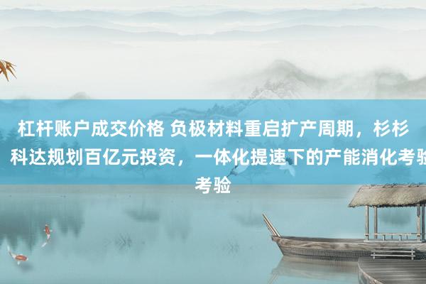 杠杆账户成交价格 负极材料重启扩产周期，杉杉、科达规划百亿元投资，一体化提速下的产能消化考验