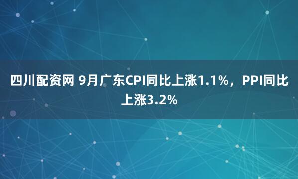 四川配资网 9月广东CPI同比上涨1.1%，PPI同比上涨3.2%